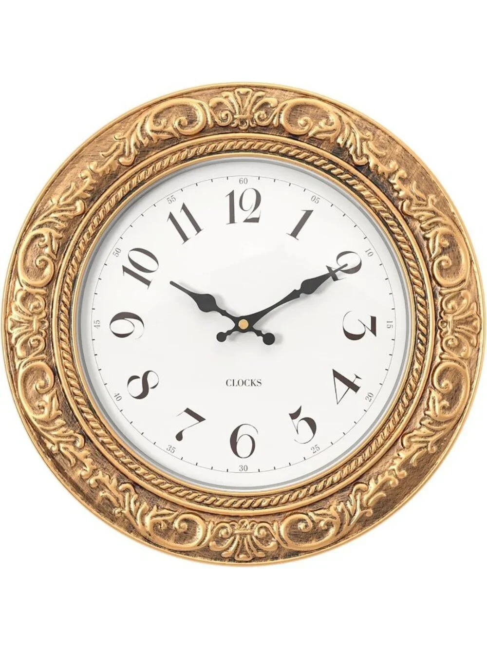 Home Gold Analog Quartz Battery Operated European Vintage Decorative Wall Clock